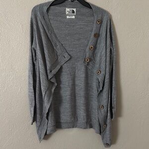 Women’s The North Face Hideaway Wool Sweater Cardigan Wrap, Gray, Small